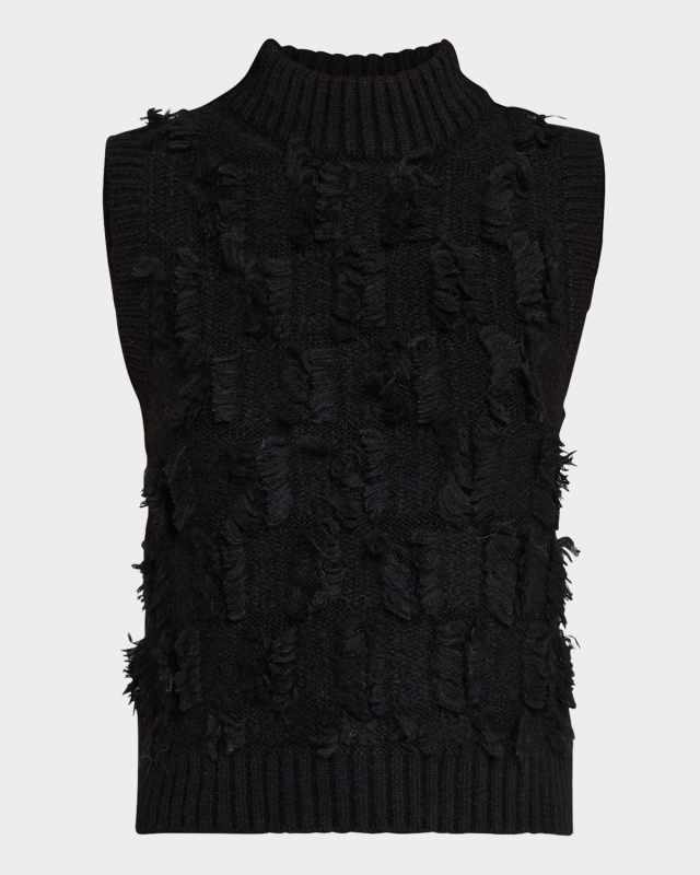 Stella Fringed Mock-Neck Knit Tank